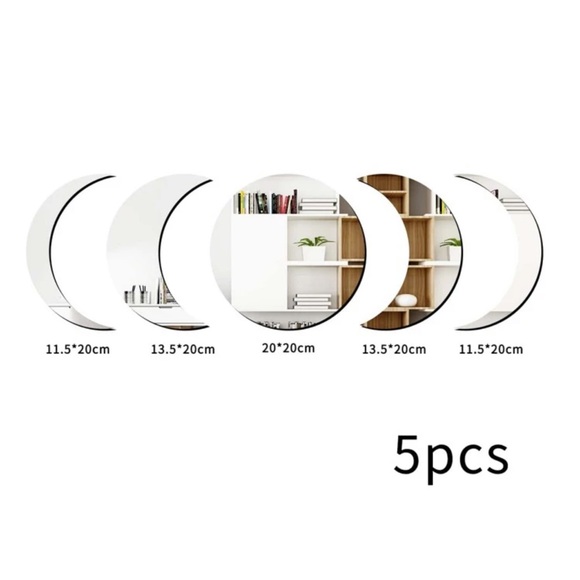 5 piece moon mirror crescent home decor boho - Picture 2 of 3